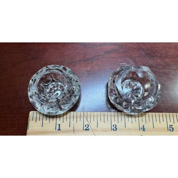 Set Of 2 Crystal Clear Glass Bubble & Star Pattern Candlestick Candle Holder - Picture 5 of 7